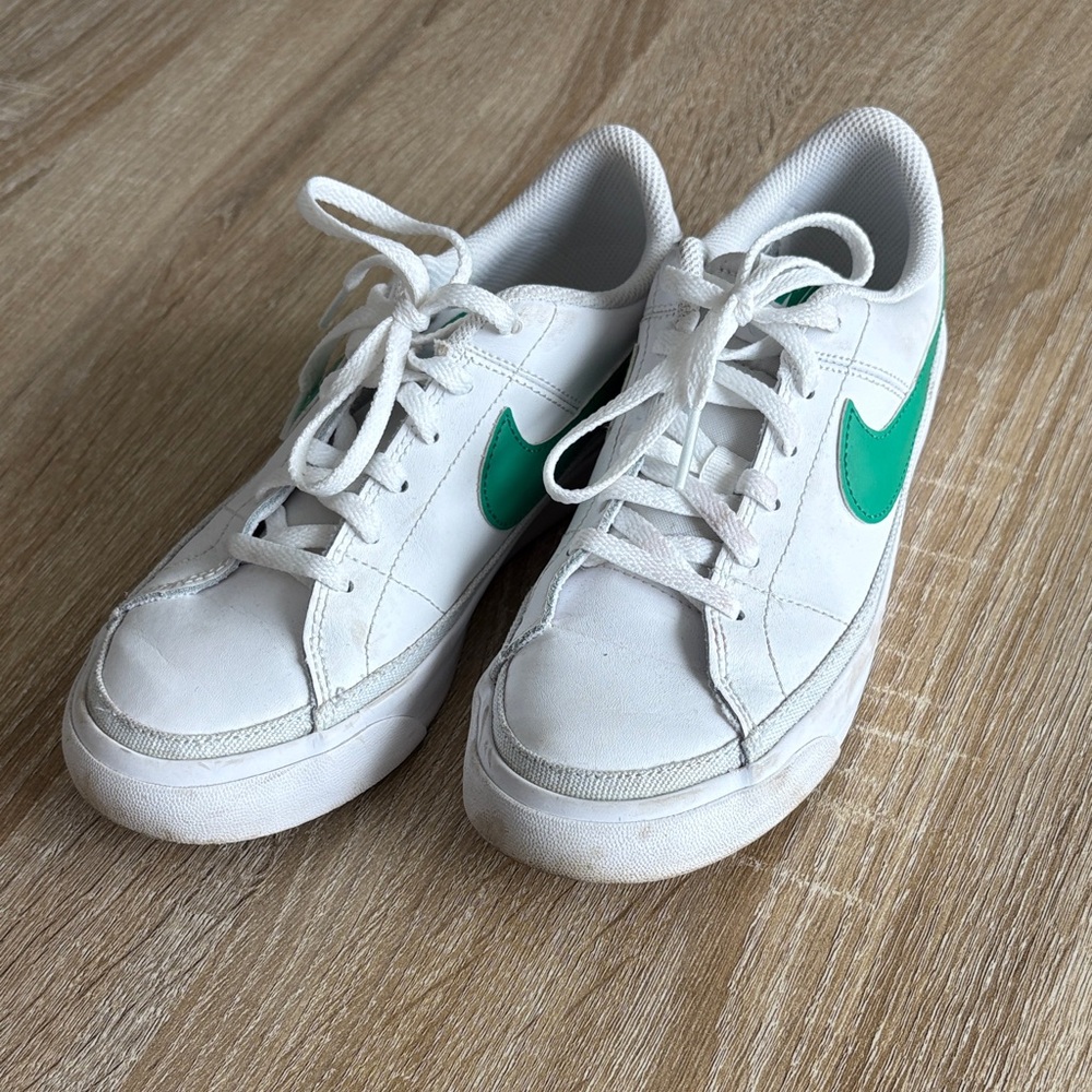 Nike Court Legacy White and Green Athletic Shoes